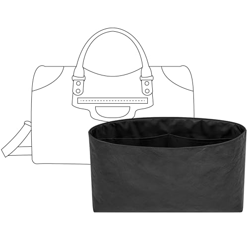 FANJI Project Bolsa organizadora para bolsa BALENCIAGA City M, ajuste personalizado, preto, fosco, leve, resistente à água, com acessórios para porta-copos