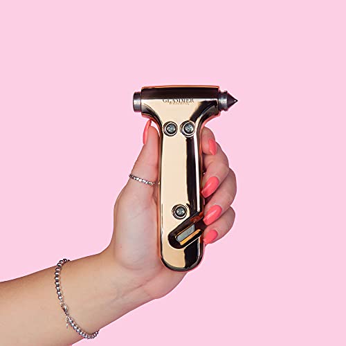 BLINGSTING Glammer Safety Hammer - Emergency Automotive Escape Hammer Tool, Seat Belt Cutter & Car Window Break Tool - Rose Gold, 1 Count - Thumbnail 4