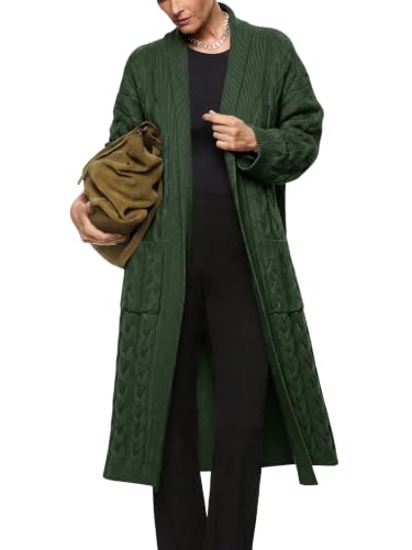 Image of Womens Long Sleeve Cardigan Sweaters Oversized Open Front Maxi Coat | Trendy Casual,Lapel,Knitted Coatigan,Soft Warm,Overcoat Pocket,2026 Fall Winter,Work Office,Going Out