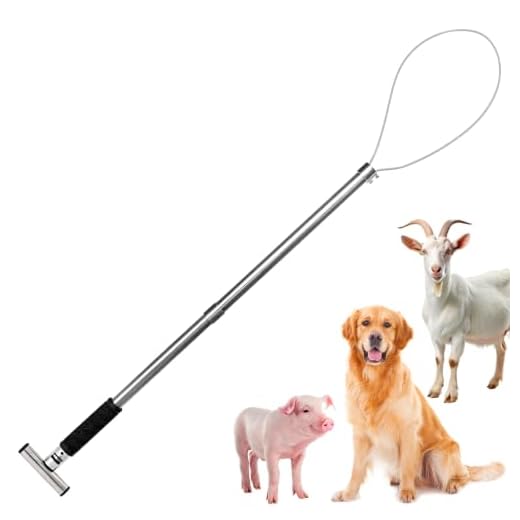 Dog Catcher Pole Portable Stainless Steel Hog Pig Catcher Animal Control Catch Pole for Dogs, Pig Fox, Hog and Other Wildlife
