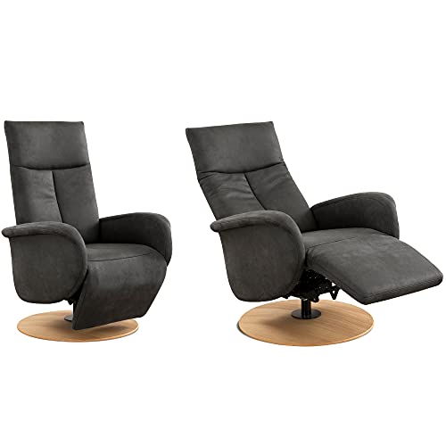 CAVADORE TV-Sessel Juba mit Akku / Fernsehsessel mit Aufstehhilfe + elektrisch verstellbarer Relaxfunktion / 2 E-Motoren / 75 x 112 x 82 / Lederoptik, Grau – Bild 6