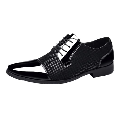 Men’s Derby Formal Dress Shoes Business Pointed-Toe Oxford Lace-Up Leather Wedding Office Shoes