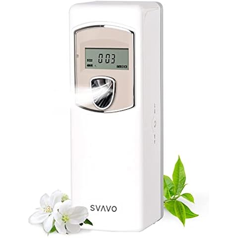 SVAVO Automatic Air Freshener Spray Dispenser, Programmable Perfume Scent Dispenser Fragrance Aerosol Sprays for Home Bathroom Bedroom Hotel Office Commercial, LCD Screen, White Cover