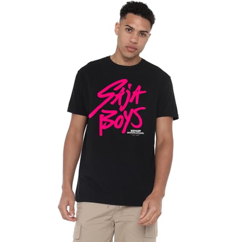 K-Pop Demon Hunters - Saja Boys Pink Logo Unisex T Shirt, Black, Large