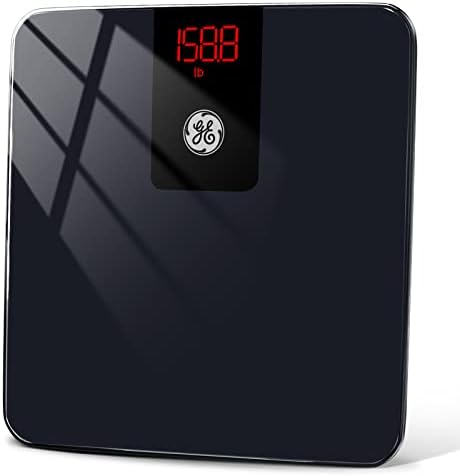 GE Digital Bathroom Scale for Weight, Smart Bluetooth Body Weight and BMI, Electronic Black Weighing Scale for Bath Home, Accurate 400lb Capacity