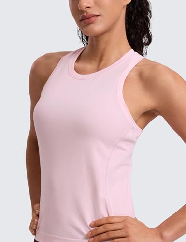 Image of CRZ YOGA Seamless Racerback Tank Waist Length | Training, Chafe-Free, Slim Fit, Crewneck, Mesh Vents, Workout, Sleeveless Tops for Women