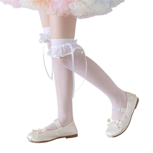 Little Girl Kneehigh Socks Kids Ribbon Bowknot Soft Thin Spring Breathable Silk Fashion Accessories