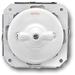 Persianas Vintage Interruptor de persiana eléctrica vintage Garby Colonial para pared - Estilo retro para hogares, hoteles, casas rurales u oficinas - Porcelana blanca - Interruptor de persiana Fontini