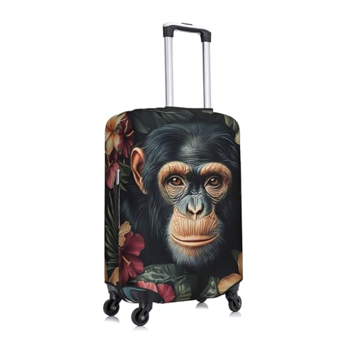 Monkey Floral Elastic Travel Luggage Cover, Washable Spandex Suitcase Protector, Anti-Scratch Fits 18-32 Inch3