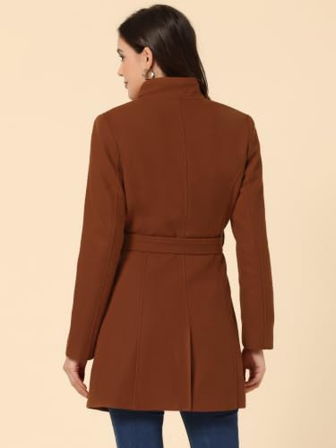 Image of Allegra K Women's Winter Elegant Stand Collar Overcoat Long Belted Pea Coat