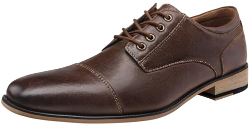 Image of Jousen Men's Dress Shoes Leather Oxford Formal Derby Shoes | Smooth Leather,Retro Plain Toe,All-Day Comfort,Office Work,Wedding Party,Business Meeting,Date Night