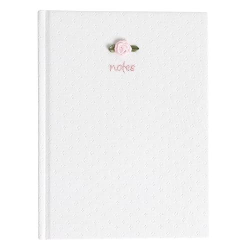 Pearhead Fabric Hardcover Journal Notebook 6x8 β Pointelle Embroidered College-Ruled Writing Journal with 200 Lined Pages, Pink