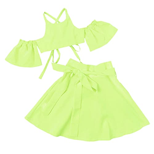Blusa infantil para bebês meninas primavera verão algodão liso babados ombros de fora saias roupas r