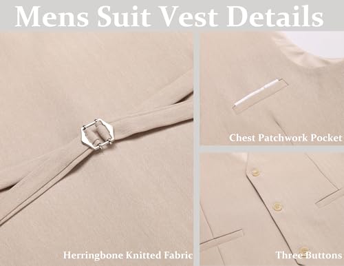 COOFANDY Mens Dress Vest Casual Business Waistcoat Formal Wedding 3 Button Suit Vest4