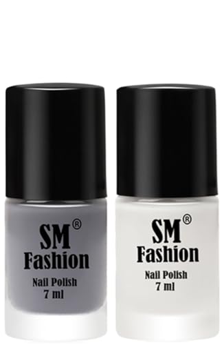Image of Long Lasting Nail Polish | Nail Paint Combo 7 ml Each) - Set of 2 Gray-White