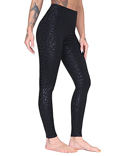 Wjustforu Leggings for Women, High Waisted Leggings for Women, Workout with Pockets Yoga Pants, Tummy Control Leggings (Large, Black Leopard)