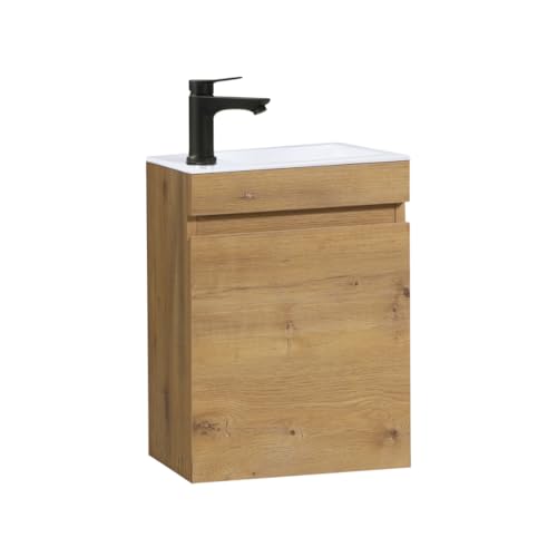 Kometmöbel Meuble Lave Mains WC Meuble lavabo 40cm déjà monté (Chêne 40cm, sans Mitigeur)