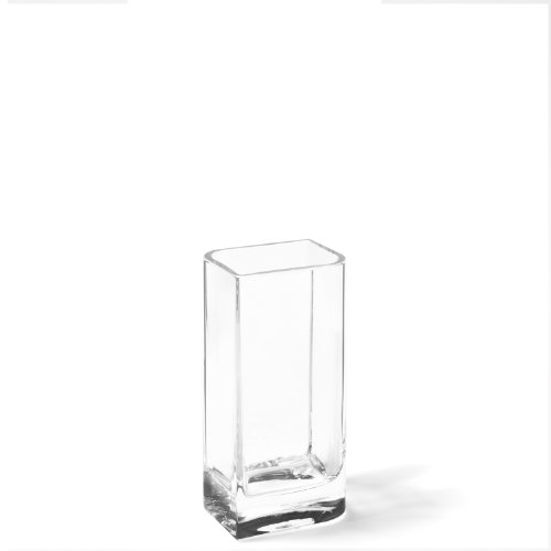 LEONARDO HOME Lucca, Vase aus transparentem Glas, handgefertigte, rechteckige Glasvase in modernem Stil, Unikat, Höhe: 20 cm, 014326, 1 Stück