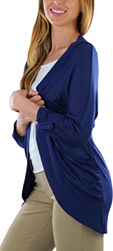 Image of ToBeInStyle Womens Open Front Casual Shrug Lightweight Layering Cardigan Sleeveless or Short Sleeve