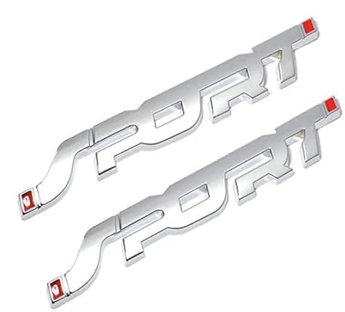 Image of 2 pcs Zinc Alloy Materials 3D Sport Premium Car Side Fender Rear Trunk Emblem Badge Decals Sticker for All Car Models (Silver)