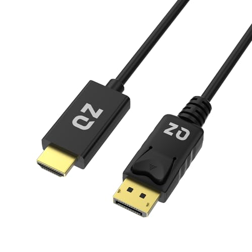 Image of QZ Displayport to HDMI Cable, DP to HDMI Cable, Unidirectional, DisplayPort 1.4, HDMI2.0, 4K 60Hz, Black, 1.8 Meter