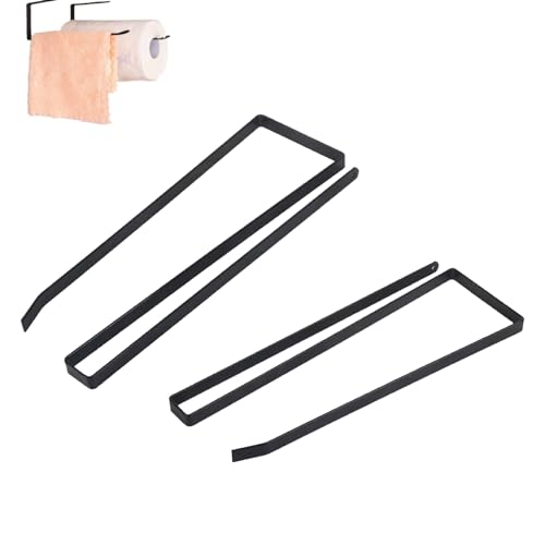 2PCS Paper Towel Holder Under Cabinet, Clip on Paper Towel Rack Under Cabinet Paper Roll Holders Hanging Paper Towel Holders for Kitchen Bathroom