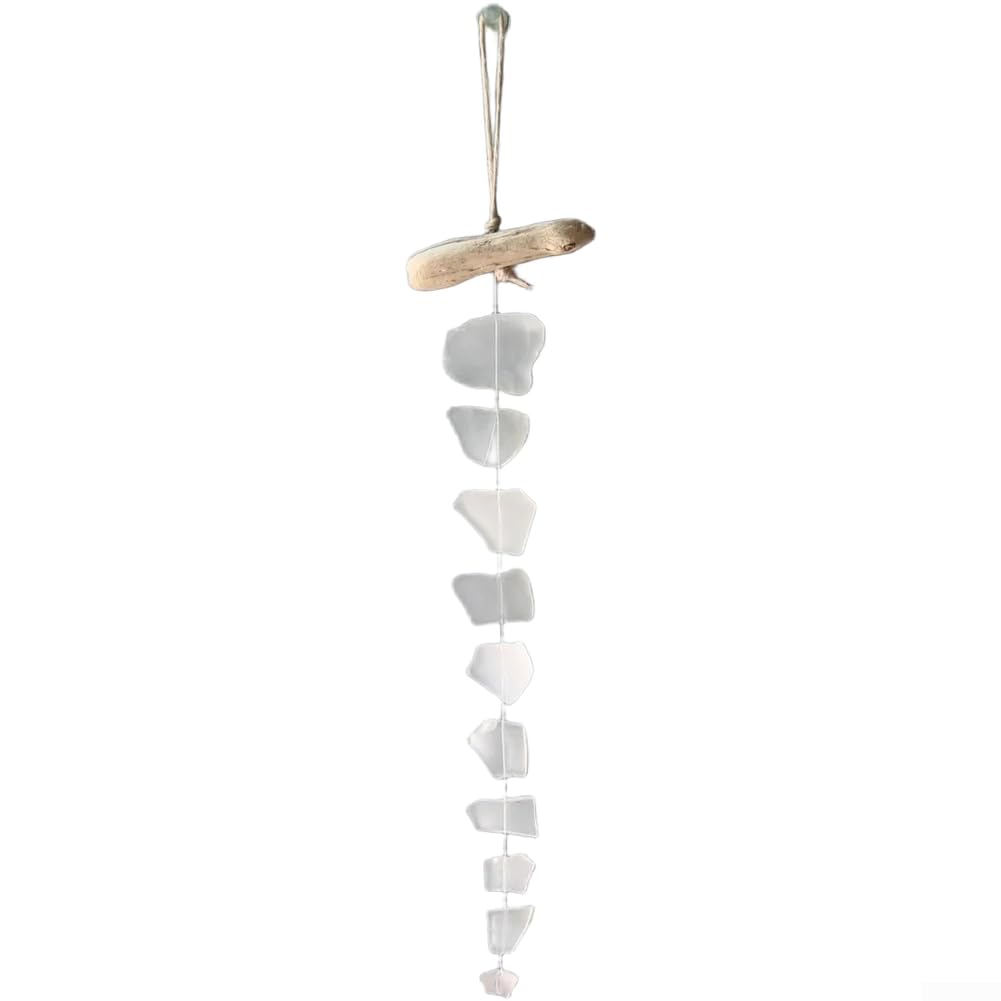 Scacciapensieri in vetro marino, realizzato a mano, in stile bohémien, decorazione rilassante melodico per giardino, patio, spiaggia, casa, 40 cm (A+B+C+D)