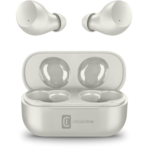 cellularline - Wink - Universale - Cuffiette Auricolari Bluetooth 5.0 HiFi Stereo con Custodia di Ricarica - Autonomia Totale di 25 Ore - Ricarica 2 Ore - Portata 10 Mt - Grigio