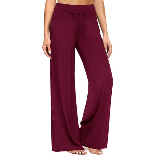 Image of ZOOSIXX Soft Black Pajama Pants for Women, Wide Leg Pants Woman Flowy Comfy Casual Lounge Yoga Capri Pants 22 inch / 30 inch