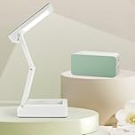 HOTUT LED Desk Lamp, Portable Folding LED Table Lamp, Battery Powered Lights, 3 Colors+Dimmable Rechargeable Light Bedside, Wireless Reading Light for Bedroom Bedside, Office, Nail