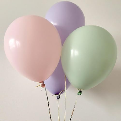 Image of Regular Balloon Combo For Decoration with Glue Dots & Balloon Arch Strip - Party Decor Set For Easy Party Setup (GREEN PINK PURPLE, 50)