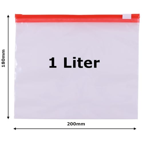 DIY-24H | 50 Stück | verschiedene Größen wählbar | Dicke: 70µm | Gefrierbeutel mit Gleitverschluss Zipper Slider Aufbewahrungsbeutel für Fleisch Obst und Gemüse uvm. (200x180mm - 1 Liter)