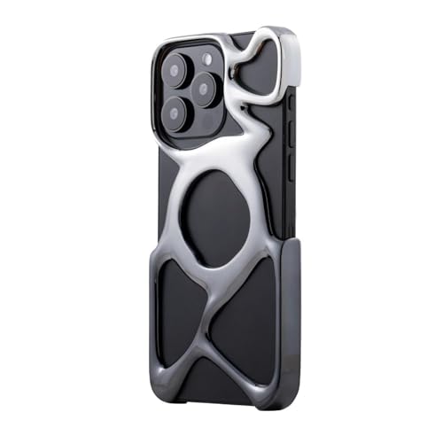 Angry miao Emptiness Phone Case for iPhone 15 Pro Max (Only), MagSafe Compatible 22g Lightweight, Silver Black, Heat Dissipating Ample Protection (