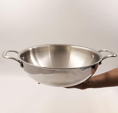 Wok acero inoxidable 28 cm Triply Kadhai antiadherente miniatura 4