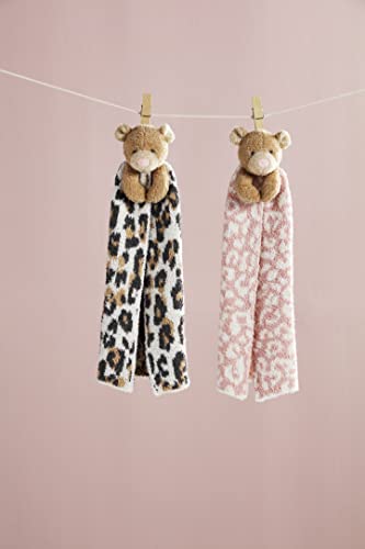 Mud Pie Children's Leopard Bear Lovey Blanket, Pink 21" X 16" #TOP1
