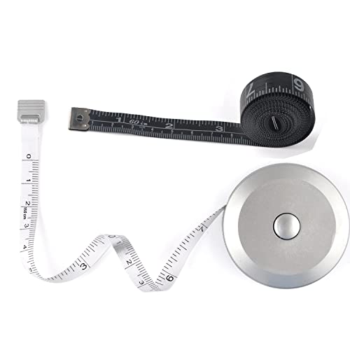 WINTAPE 2PCS Measuring Tape for Body,Soft Tape Measure for Body Sewing Fabric Tailor Cloth Craft Measurement Tape，60 Inch/1.5M Pink Retractable Dual Sided Measure Tape Set (Silver+Black)