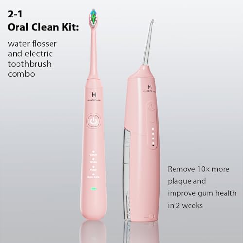 2-1 Oral Clean Kit- Water Dental flosser & Electric Toothbrush Combo- Brushing & Flossing- for Teeth Cleaning and Gum Health (Pink) - Image 3