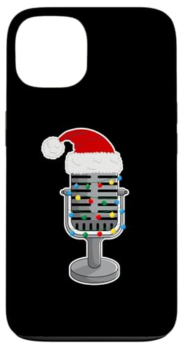 Christmas Lights Podcast Mic Wearing Xmas Hat Podcaster X}zP[X iPhone 13 p