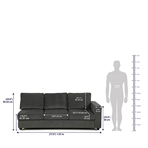 Image of Wakefit Sofa Set | 3 Year Warranty | Sofa 3 Seater, 3 Seater Sofa for Living Room, Wooden Sofa Set, 3 Seater + Left Aligned, Sofa for Living Room - Napper(Malphino : Smoke Grey)