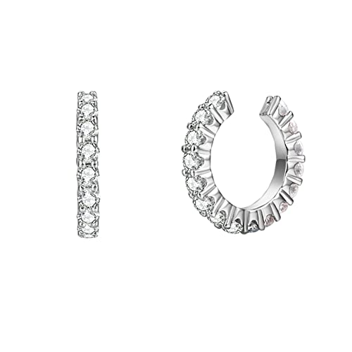 Ayoiow Pendiente mujer Ear Cuff Cobre Oreja Mujer Clip Plata Circonio Cúbico Circular, Cobre, Circonia cúbica