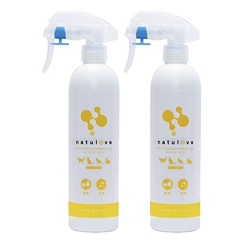 ペット用除菌・消臭・花粉静電気ブロックスプレー2本セット【natulove・ナチュラブ】ウイルスとニオイの元を分解除菌 獣医師やペットサロンで利用されてるプロ用 ペット臭 アンモニア臭を元から分解除去していつでも清潔 (350mlx2本セット)