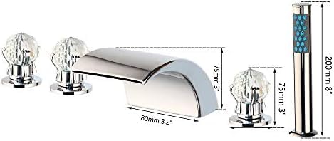 Robinet baignoire cascade chrome ensemble douche laiton sur gorge
