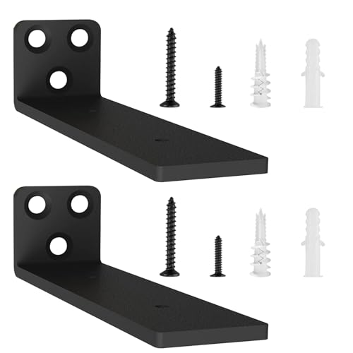 2 Pezzi Supporti per Scaffali, Staffe per Mensole Pesanti, Supporti Mensola Reggi Mensola Porta Mensole da Muroper la Casa, la Cucina e l'ufficio | 15cm, Portata 70 Kg (Nero) 6in