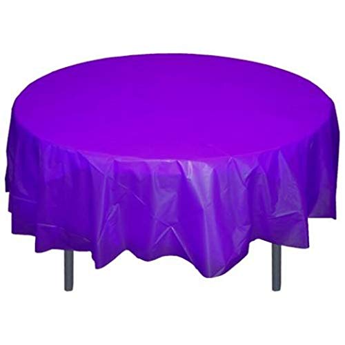 Mountclear Disposable/Reusable Plastic Tablecloths 84" Round Table Cover for Party Wedding Decorations (12, Purple)