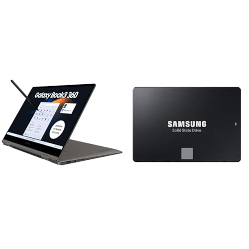 Samsung Galaxy Book3 360 Laptop & 870 EVO SATA III 2,5 Zoll SSD, 500 GB, 560 MB/s Lesen, 530 MB/s Schreiben, Interne SSD, Festplatte für schnelle Datenübertragung, MZ-77E500B/EU