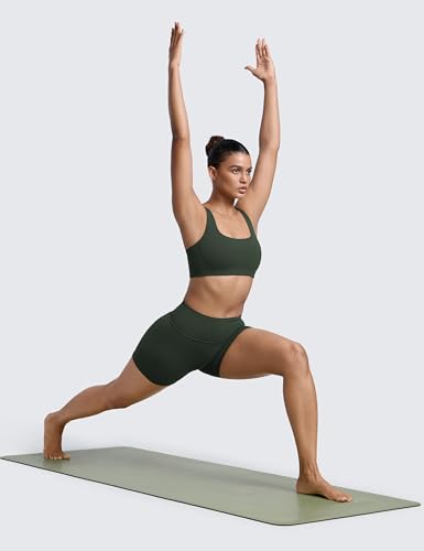 Image of CRZ YOGA Butterlift Square Neck Sports Bras | Double Lined, Light Support, Non Padded, Yoga, Buttery Soft, V-Shaped Racerback, for Women