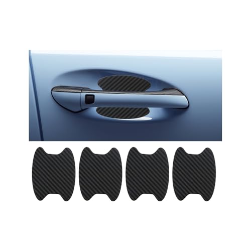 Alieemo 4PCS Carbon Fiber Car Door Handle Stickers, Anti-Scratches Vehicle Door Side Bowl Cup Handle Protective Film, Auto Exterior Paint Guard Decals Protecter,Car Accessories for SUV RV Truck(Black)