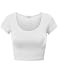 Juniors Crop Tops with Short Sleeves, Small,White