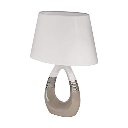 Preisvergleich Produktbild EGLO BELLARIVA 1 Tischleuchte, Keramik, 40 W, Taupe, Chrom, Weiss