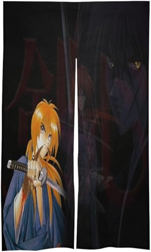 るろうに剣心 緋村剣心 のれん 間仕切り 遮光 玄関ドアカーテン おしゃれ 玄関ドアカーテン 部屋 室内 洗面台 四季 かわいい 断熱 防寒 玄関 86x143cm